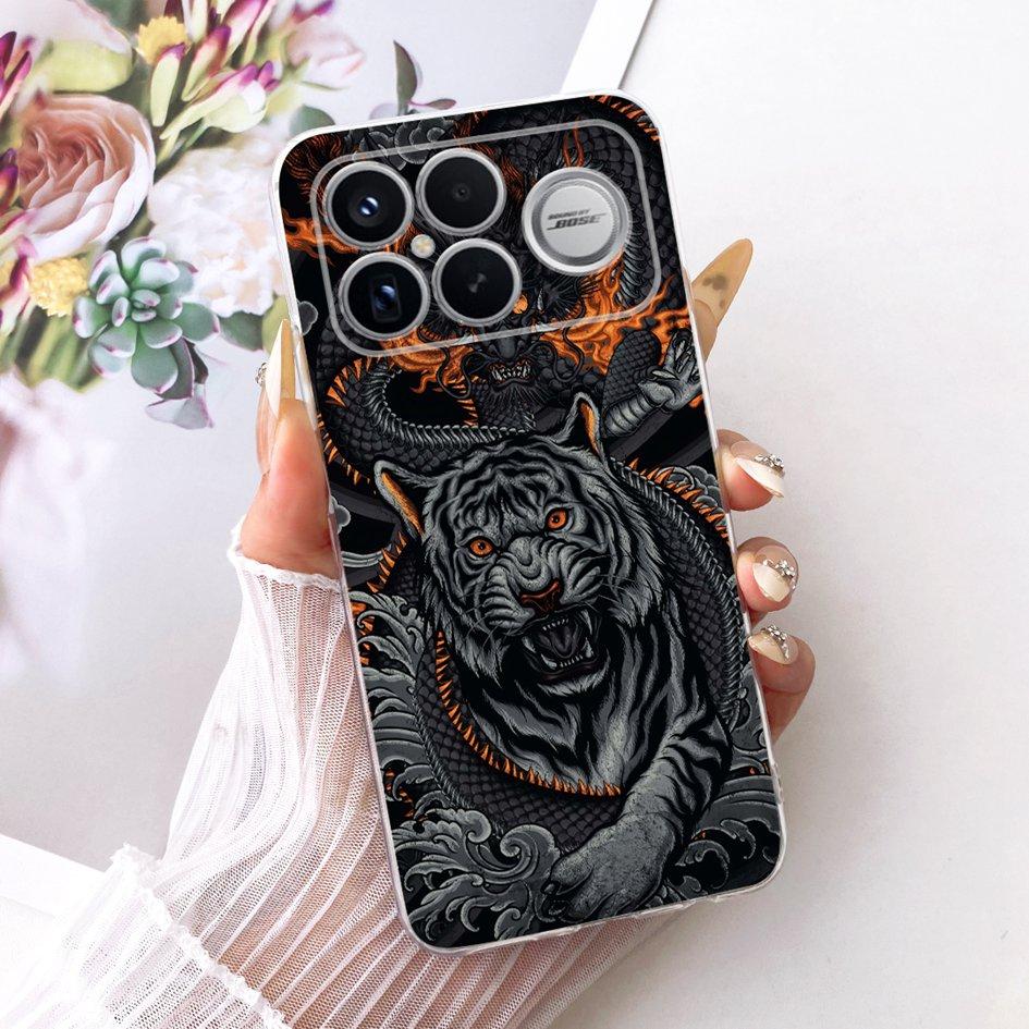 For Xiaomi POCO F8 Ultra Case Luxury Dragon Cartoon Transparent TPU Protection Cover For Poco F8 Pro Ultra PocoF8 Pro Soft Funda