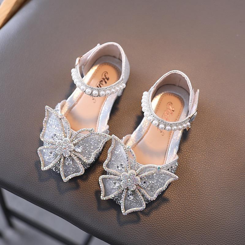 Neueste Sommer Mädchen Sandalen Mode Pailletten Strass Schleife Mädchen Prinzessin Schuhe Baby Mädchen Schuhe Flache Ferse Sandalen Größe 21-35