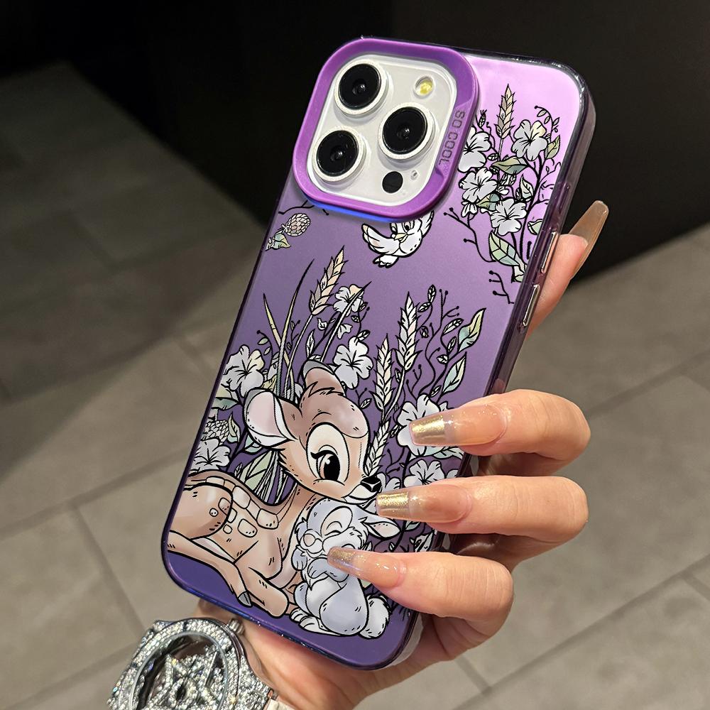 

Чехол для телефона Бэмби Кролики для Apple iPhone 16 15 14 Plus 13 12 11 iPhone16 iPhone13 Pro Max X Xs XR 8 7 Серебристый Матовый Жесткий Чехол iPhone XR фиолетовый