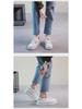 Women's 2023 Spring Genuine Leather Thick-Soled White Height-Boost Biscuit Sneakers