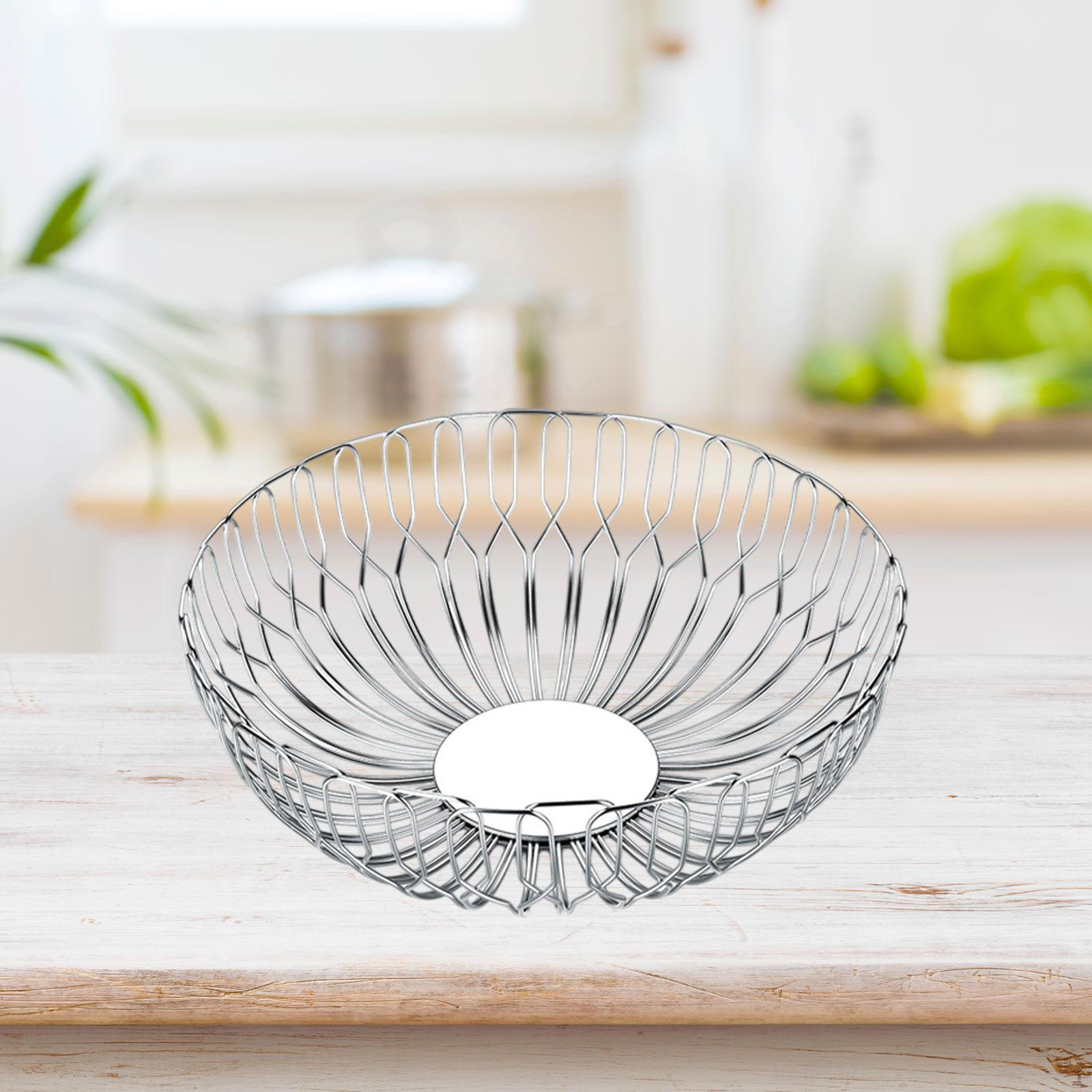 

Корзина для хлеба из нержавеющей стали, декоративная ваза для фруктов, металлическая проволочная подставка для овощей, круглая для хранения Large