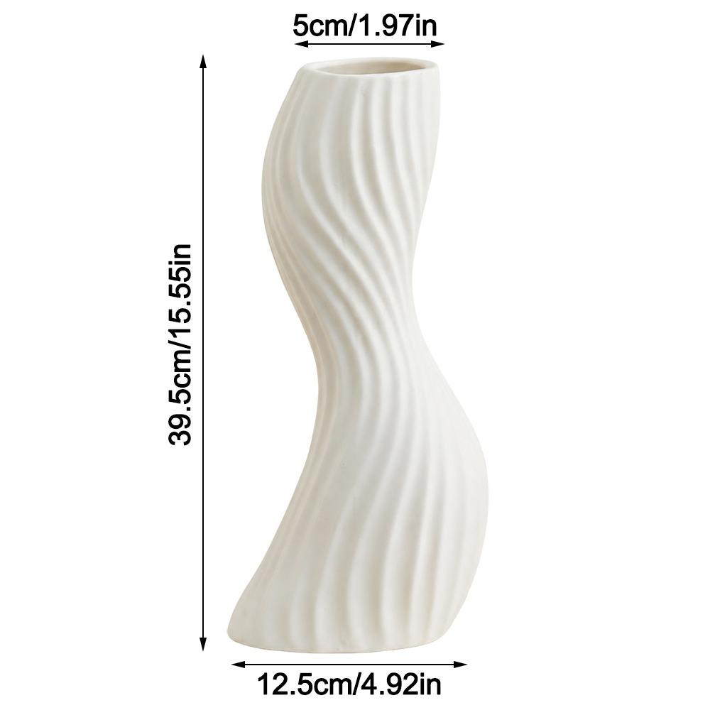 Plastic Imitation Ceramic Vase Wave Shape Curved Wave Vase Durable Flower Vase  Home Decoration