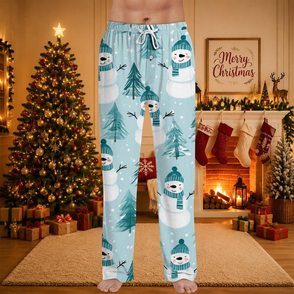 Men's Christmas Print Pajama Pants for and Sleep