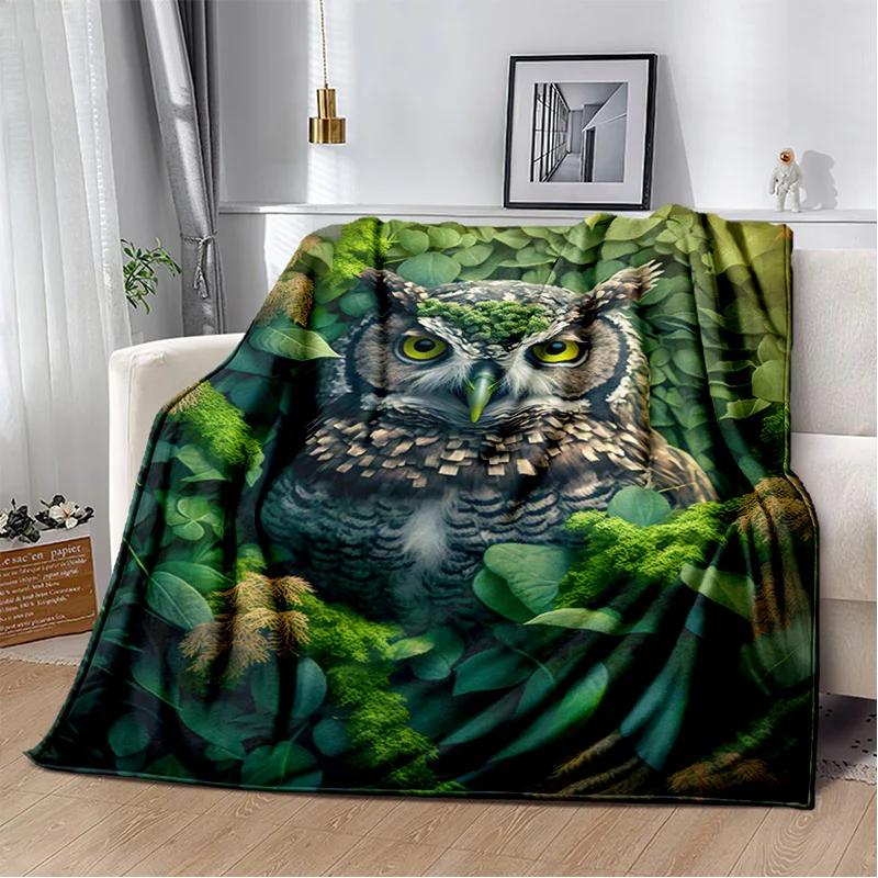 HD Colourful Cute Owl Cartoon Blanket,Soft Throw Blanket for Home Bedroom Bed Sofa Picnic Travel Office Rest Cover Blanket Kids