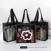 Clear Beach Tote Bag With Zipper Flower Cartoon Wash Bag Nylon Mesh Transparent Bag Woman
