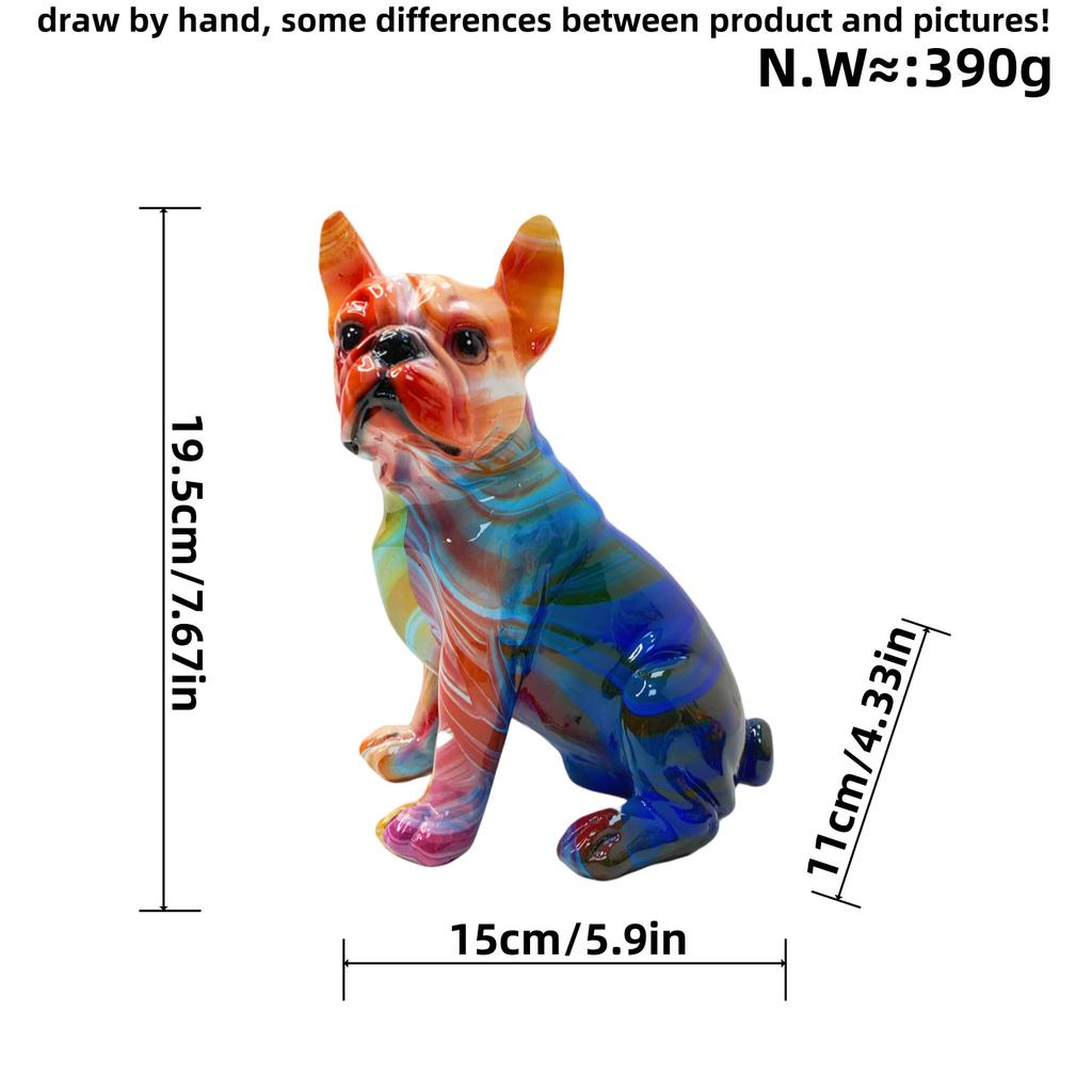 Modern Creative Gradient Tilted Head Bulldog Ornaments Home Decoration Resin Crafts Housewarming Gifts
