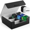 Mlikero Card Deck Case for Trading Cards 1800+, Trading Card Storage Box with 10 Dividers and 3 Foam Stoppers, Leather Magnetic Closure Commander