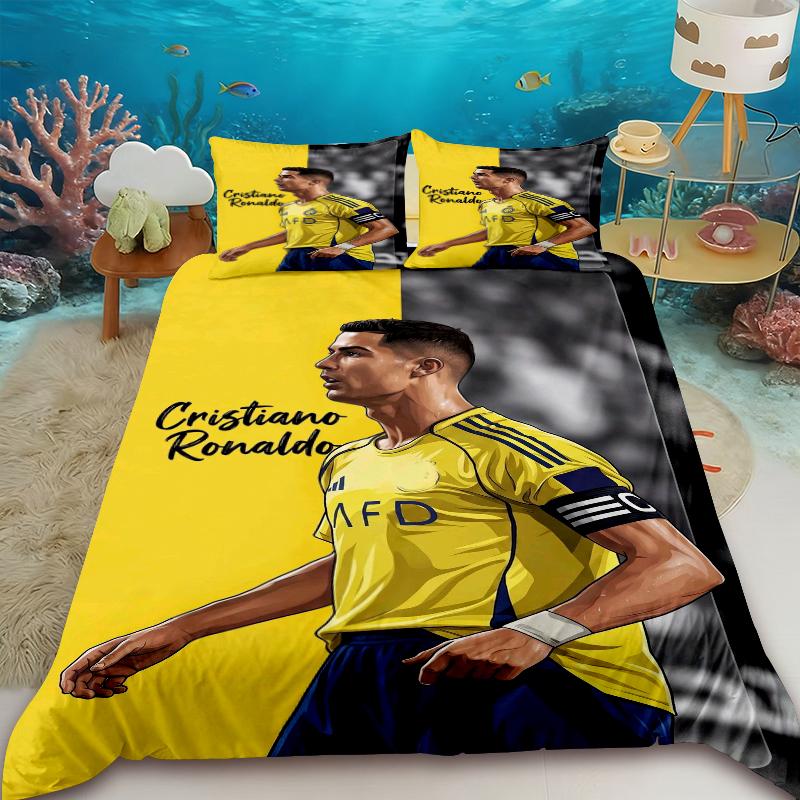 Poszewka na kołdrę Modna Gwiazda Piłki Nożnej R-Ronaldo Nadruk Pościel Poszewka na kołdrę Kołdra Łóżko Młodzież Dzieci Dziewczynka Chłopcy Prezent Urodzinowy