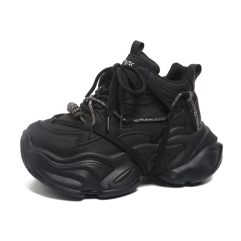 Fashion platform dad shoes women's shoes 2025 autumn and winter new heightening rhinestone chain versatile casual sports shoes