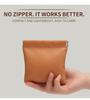 Münzbörse aus Rindsleder mit Lychee-Maserung mit automatischem Verschluss – Tragbares Aufbewahrungstäschchen für kabellose Ohrhörer