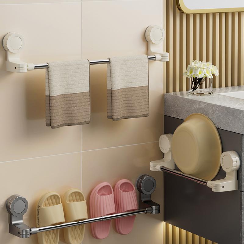 Punch-Free Rotating Towel Rack & Slippers Storage Bar