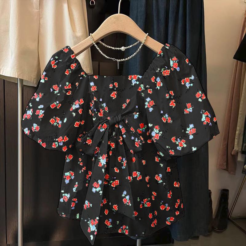 

ZANZEA Женские летние блузки с квадратным вырезом и коротким рукавом с цветочным принтом 2XL