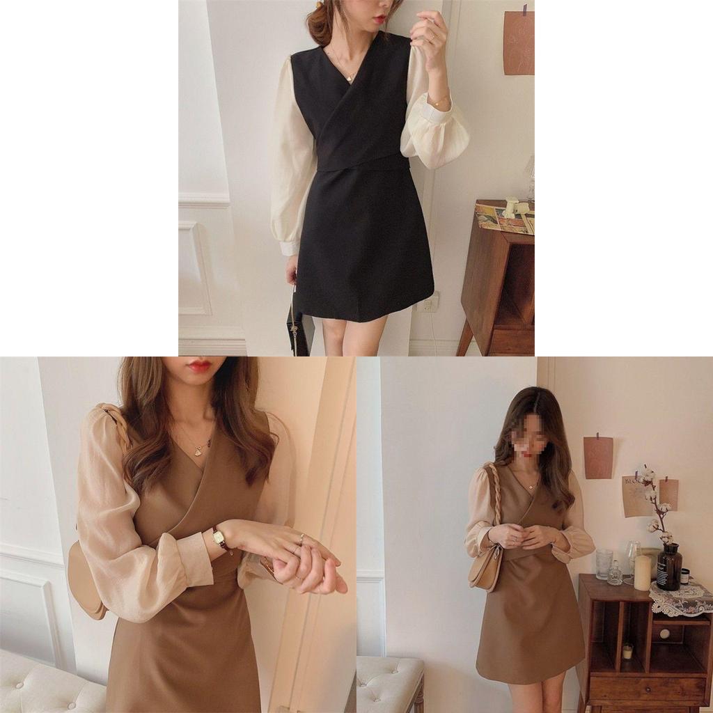 Spring Long Sleeve Chiffon Dress With Waist Ties For Casual And Office Wear