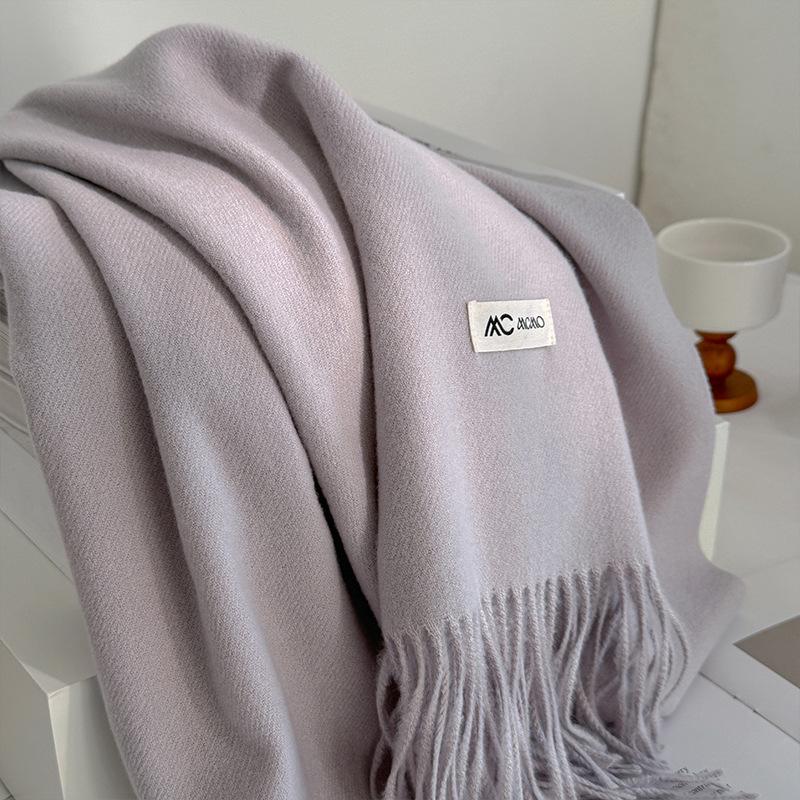 Cachecol Inverno Feminino Sólido 26 Cores Quente Espesso Caxemira Xale Moda Exterior Luxo Franjas Pashmina Envoltório Senhora Cachecóis à Prova de Vento