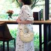 Yogodlns Fashion Hand-Woven Straw Beach Bags Women Handmade Moon Basket Shoulder Bag Summer Bohemian Travel Crossbody Bags