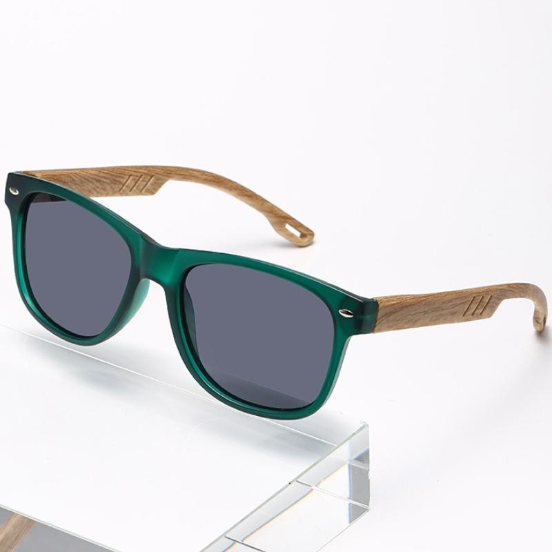 Men Square Mirror Lens Sunglasses UV Protctive Sun Glasses Wood Grain Legs Outdoor Driving Summer Beach Goggle Shades Eyewear