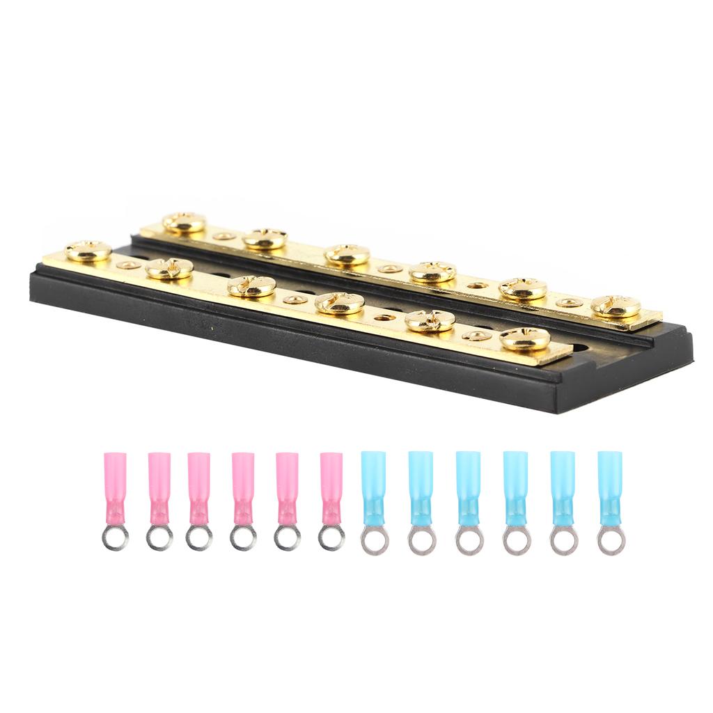 60A Dual Row Independent Busbar with Heat Shrinkable Tube Terminal for Truck Car Yacht Ship6 Position Terminal