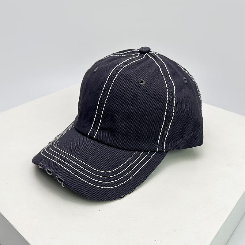 New Unisex Solid Distress Retro Baseball Hats Breathable Street Sunshade Simple Peaked Cap Versatile Fashion Casual Broken Style