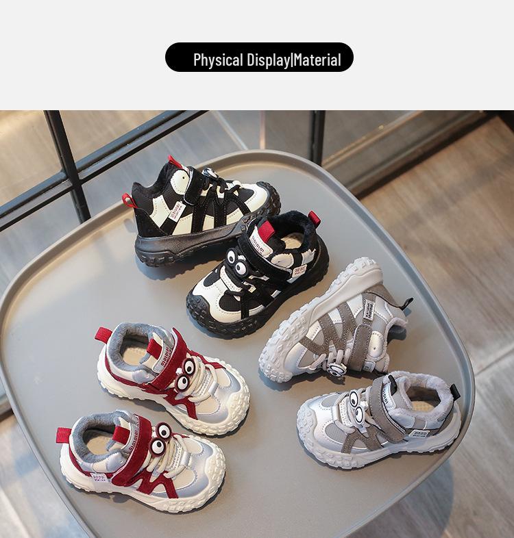 Winter Kids' Sports Shoes: Cozy Velvet-Lined Cartoon Sneakers for Boys & Girls