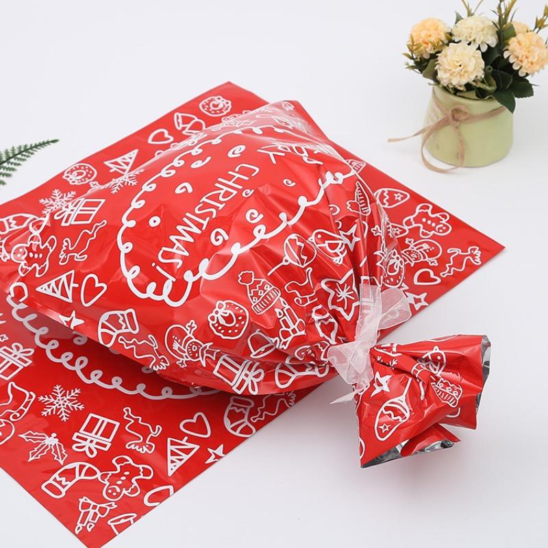 Weihnachts-Süßigkeitstüten mit Santa- & Schneeflocken-Designs, Geschenktasche für Feiertagsleckereien, festliche Partygeschenke und Neujahrs-Glückstüte