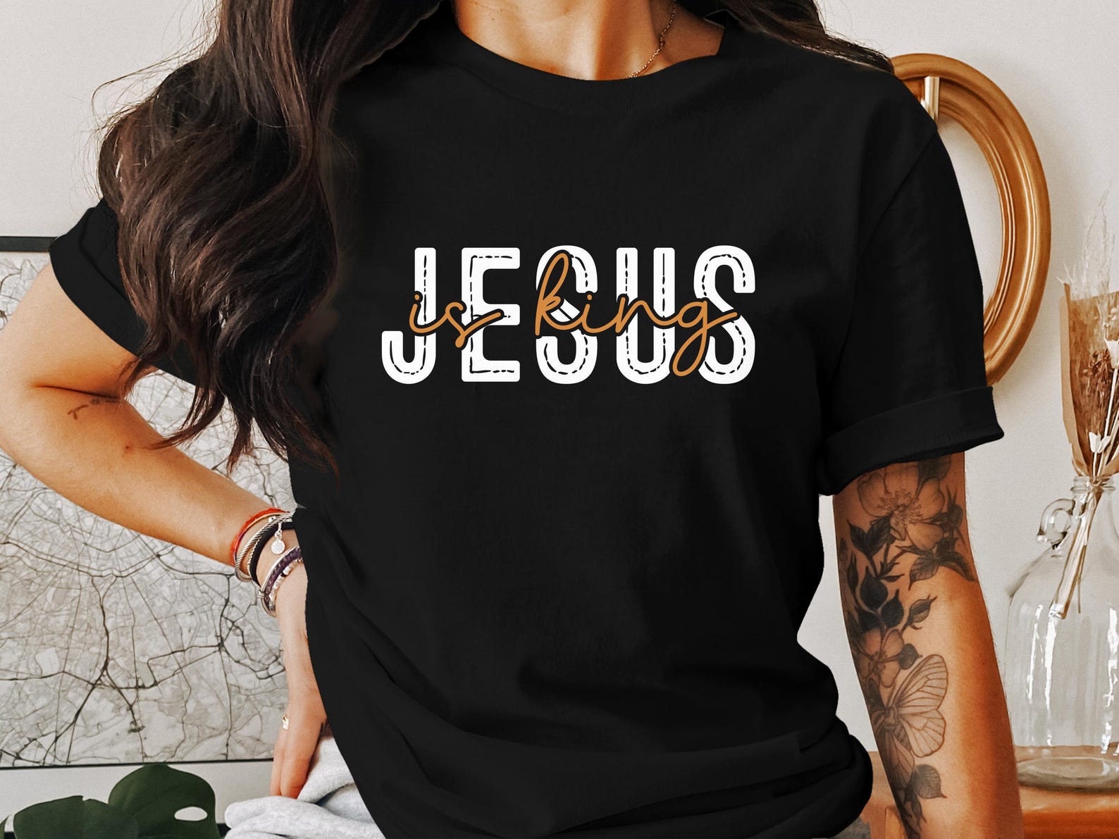Jesus is King T Shirts, Christian T Shirt, Religious Tee, God Faith Shirt, Bible Verse Shirts, Religious Apparel, Christianity Gift 4XL