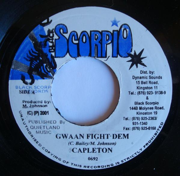 

7inch Record CAPLETON - Gwaan Fight Dem NONE Black Scorpio 2001 Jamaica Reggae, Ska & Dub Used