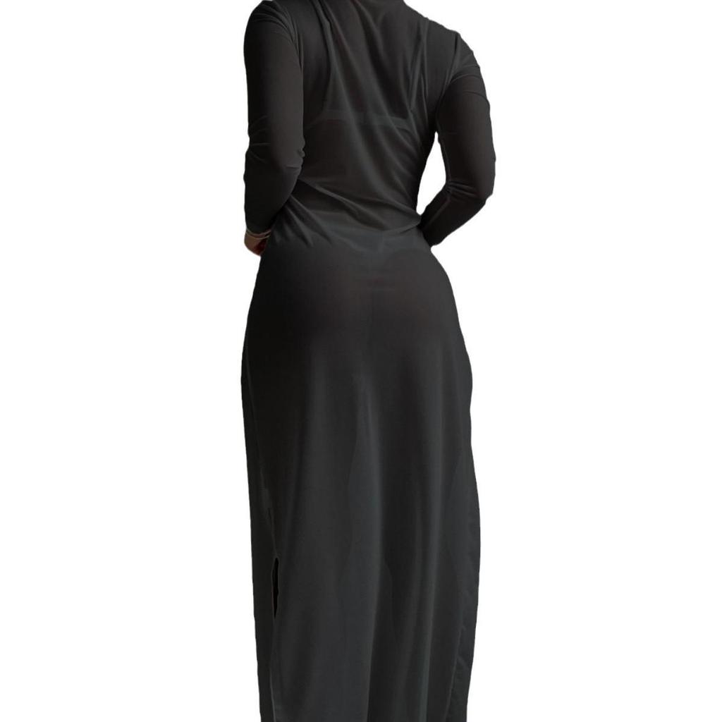 2024 Beach Vacation Mesh Swimsuit Long Cover-Up Dress - Sexy Round Neck Transparent Bikini Cover-Up