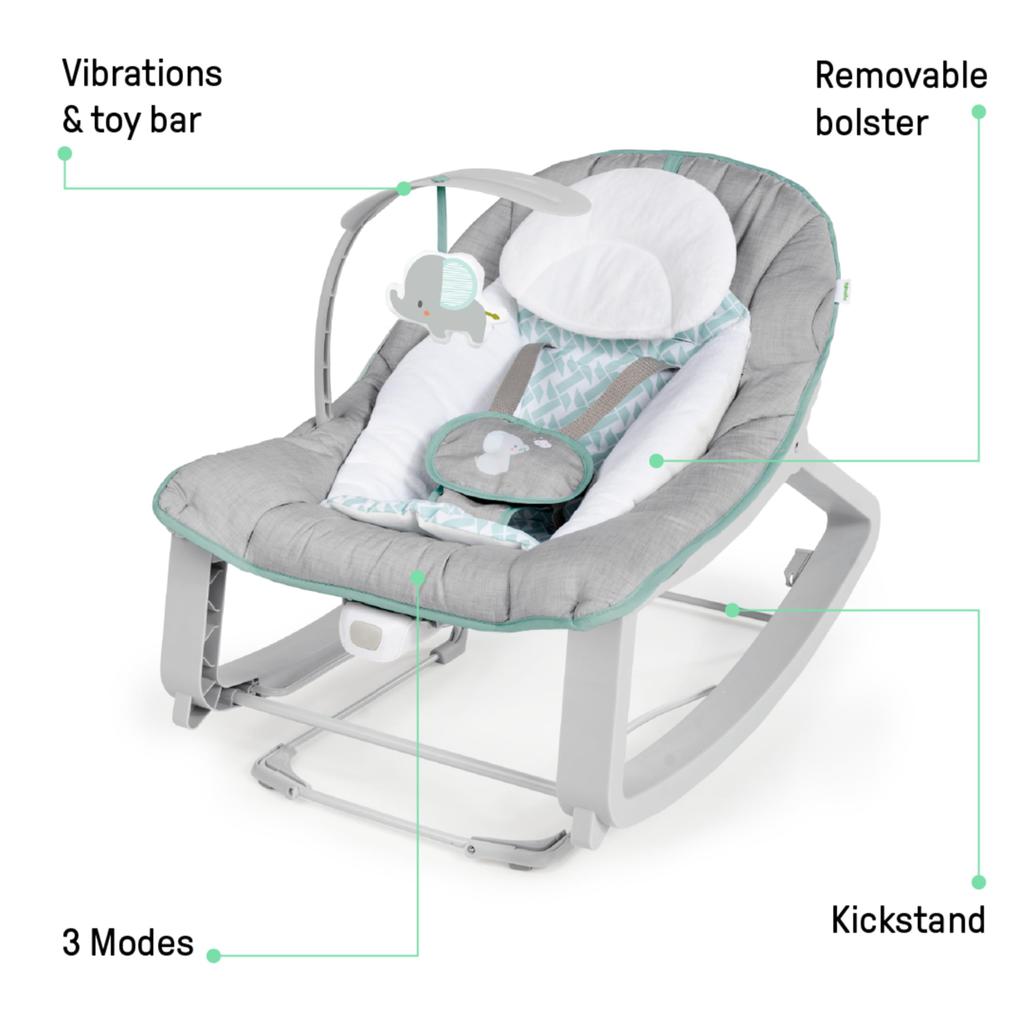 Ingenuity Keep Cozy 3 In 1 Bouncer Rocking Seat &