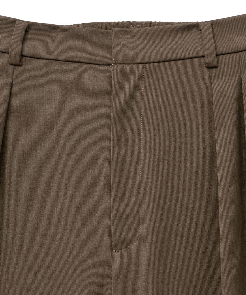 WEST GRAND BOULEVARD Wide Half-Banding Double-Pleat Slacks Brown