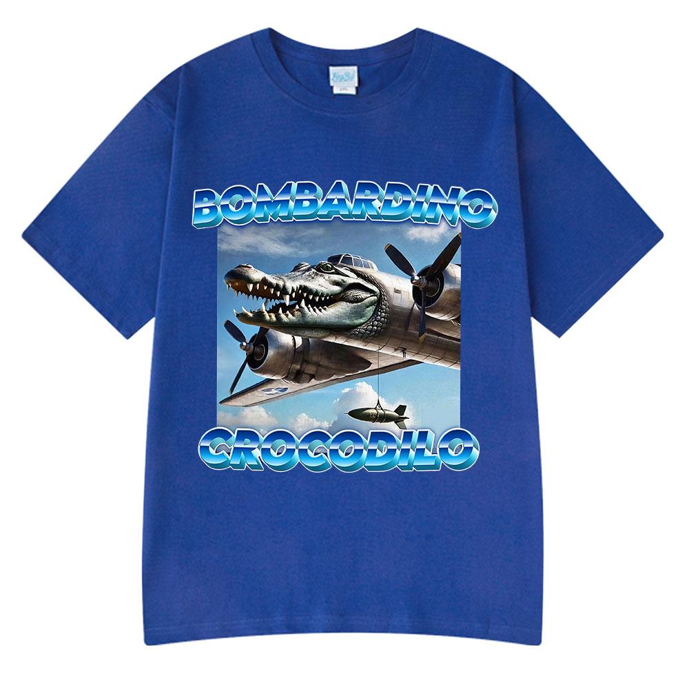 Bombardiro Crocodilo T-shirt Italian Brainrot Funny Meme Crocodile Plane Bomber Graphic T Shirt Men Women Cotton Casual T-shirts