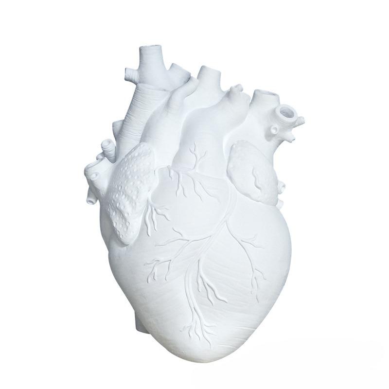 White Vase Heart Shape Resin Ornament Model Room Countertop Living Room Vase Dining Table Dried Flower Arrangement
