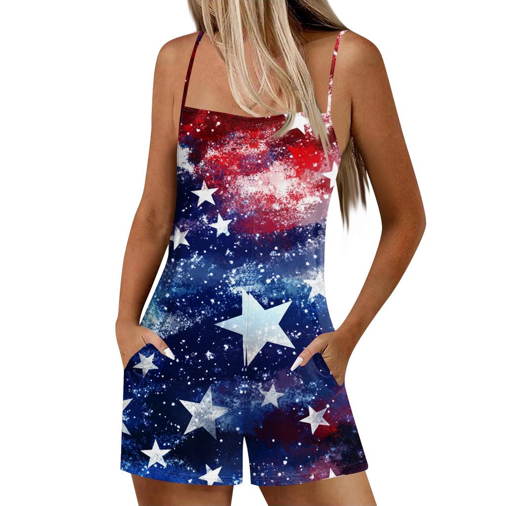 Damen Lässige Und Modische Ärmellose Camisole Mit Tasche Jumpsuit Shorts Jumpsuit Shorts