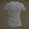 Women’s Fashionable Casual V-neck Short-sleeved Check Print Slim-fit Lightweight T-shirt Top