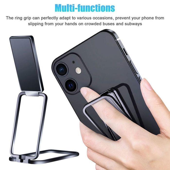 Coque Anneau - BOOLING - pour iPhone 17 - Silicone Ultra Slim Antichoc avec Support Métal Noir
