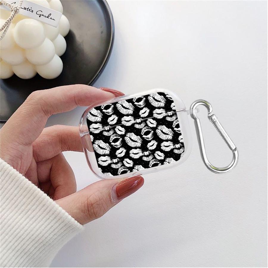 

Case For Airpods Pro2 4 Pro 2 1 Pro3 3 Clear Earphone Cases Cover Red Black Lip Art Airpods Pro 2