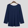Herren Herbstkleidung Gestricktes T-Shirt Einfarbige V-Ausschnitt Langarm Freizeit Streetwear Ausgeschnitten Locker T-Shirts XS-3XL