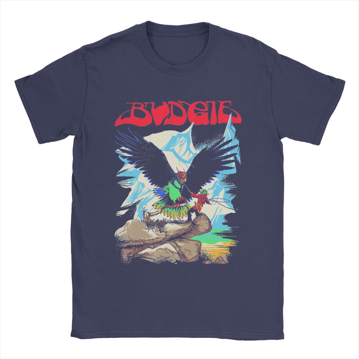 

Мужская футболка Budgie Band Никогда не отворачивайся от друга Уникальная хлопковая футболка Футболка с коротким рукавом Круглый вырез Одежда Большой размер XL