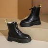 Womens Boots Plush Warm Winter Boots Fashion Casual Leather Boot Lace Up Women Ankle Boots Outdoor Non Slip Oxford Platform Boot