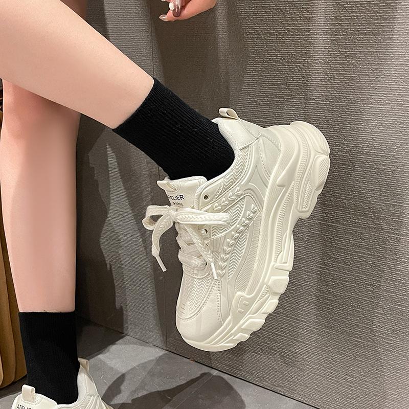White Sneakers Women's Spring New Platform Running High-Grade Casual All-Matching Dad Shoes Ins Fashion