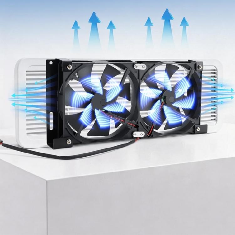 12V Motorhome Fridge Vent Fan Kit with 2 Fans and Bracket for Refrigerator Side Vent Heat Exhaust in Travel Trailers for Side Opening Service