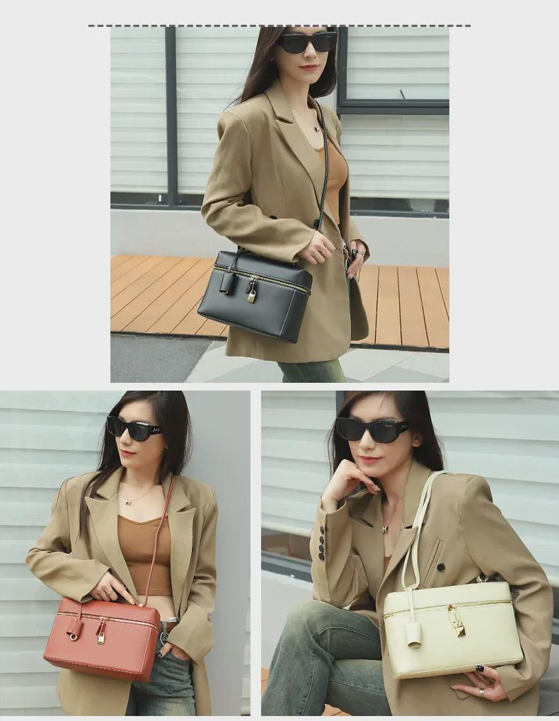 LP27 Women's Genuine Leather Lunch Box Crossbody Bag - 2025 New Vegetable-Tanned Gigi Handbag