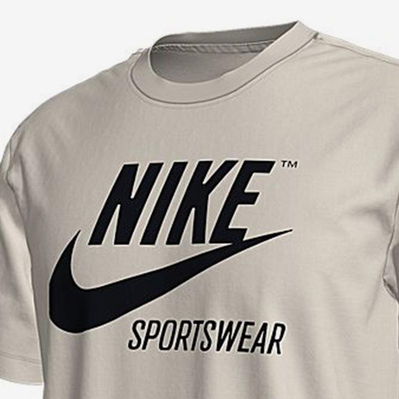 Nike Solid Color Crew Neck Logo Print Vintage T-Shirt Men Tops Grey White BV0627-072