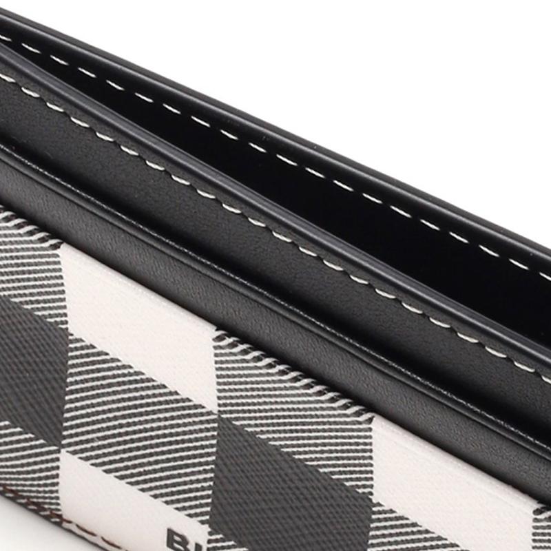 Burberry Check Leather Card Holder Wallet Unisex Wallets Black White 8036672