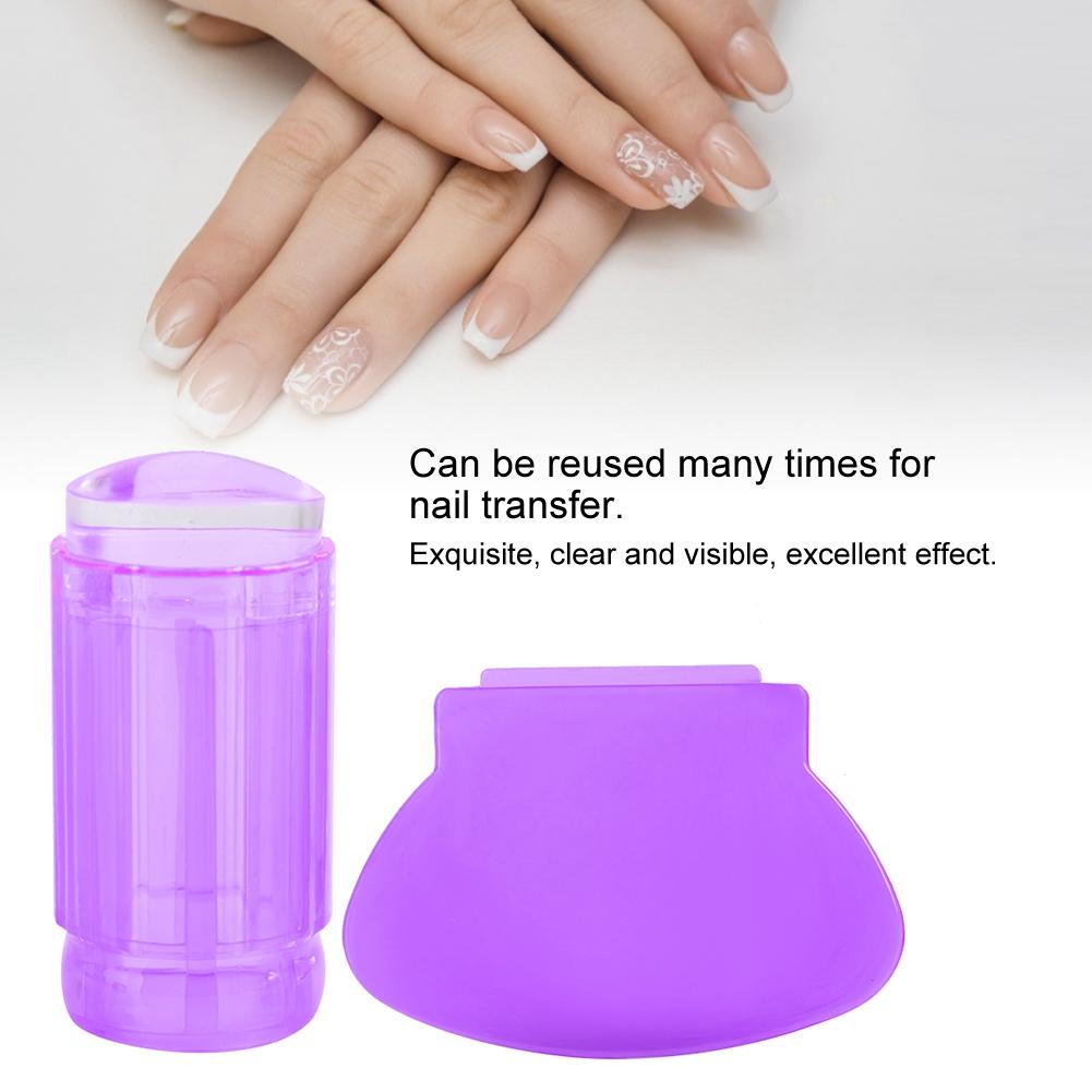 Transparent Silicone Nail Polish Head Stamper Scraper Nail Art Tool (Transparent White)