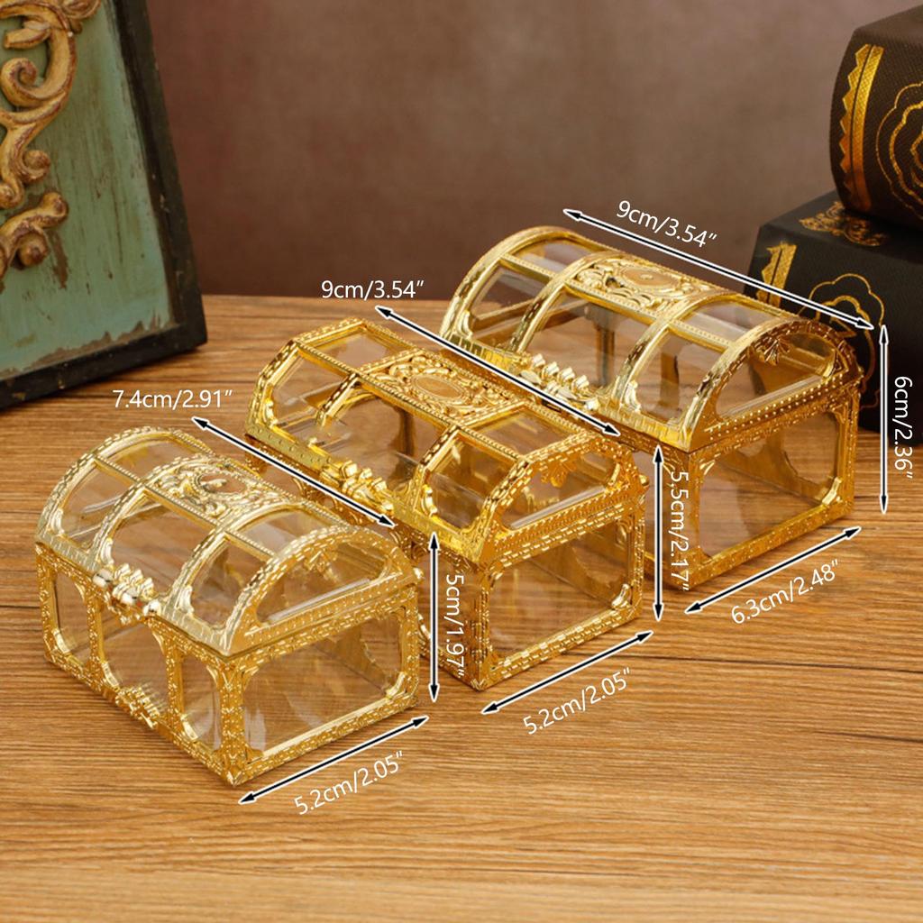 Silver/Golden Candy Boxes Clear Jar Gift Storage Jars Containers Perfect for Party Birthday Weddings Gift Treasure Box
