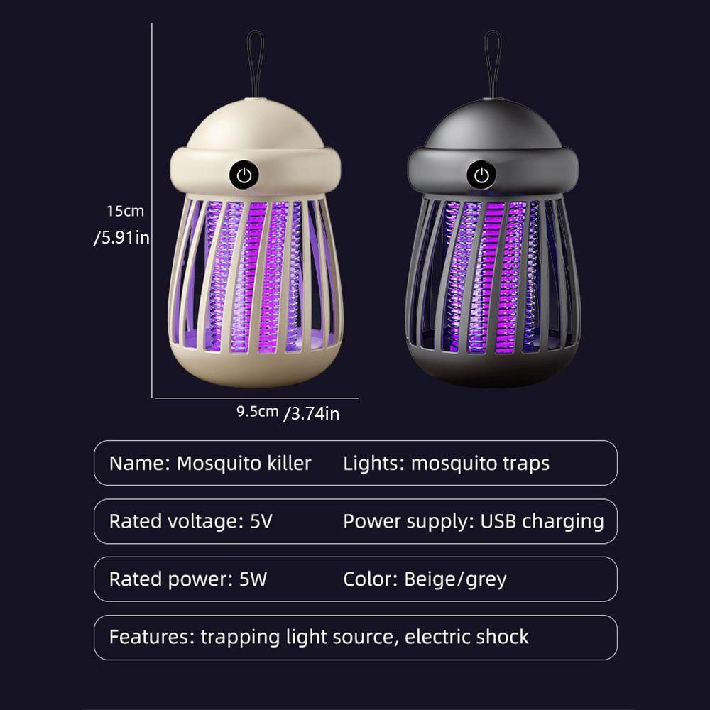 USB Rechargeable Electric Fly Trap Mute Bug Zapper Trap Lamp Mini Mosquito  Lamp  Summer