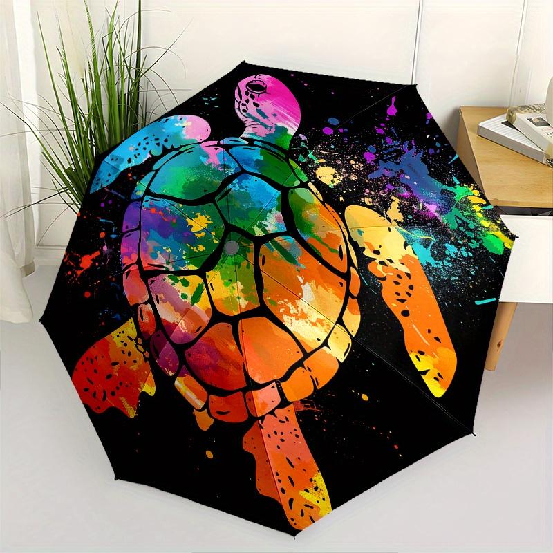 

Turtle, Watercolor Theme 8 Bone Hand Automatic Folding Fashion umbrella, Compact and Portable Design, A Perfect Gift for Birthday, Christmas