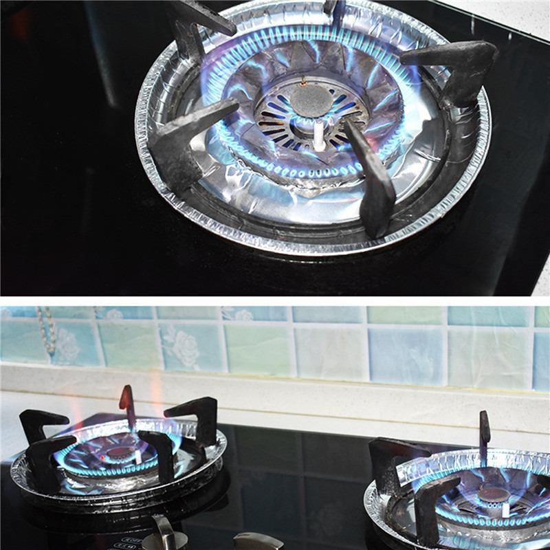 10/20 ks Hliníková fólie Kryty hořáků Jednorázové vložky sporáku pro plynové varné desky Ochranné pomůcky proti oleji pro vaření (Snadné čištění)