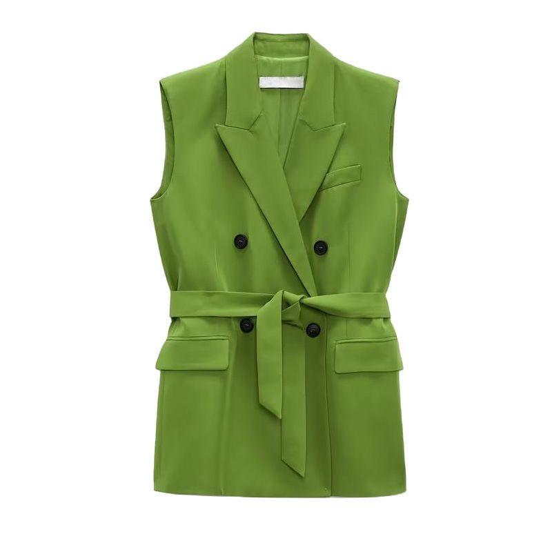 Draped Wide Leg Sleeveless Suit Outwear Vest Pants