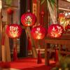 Red New Year Lantern LED Light Chinese Spring Festival Lantern Handheld Bamboo Weaving Portable Red Lantern with Tassel